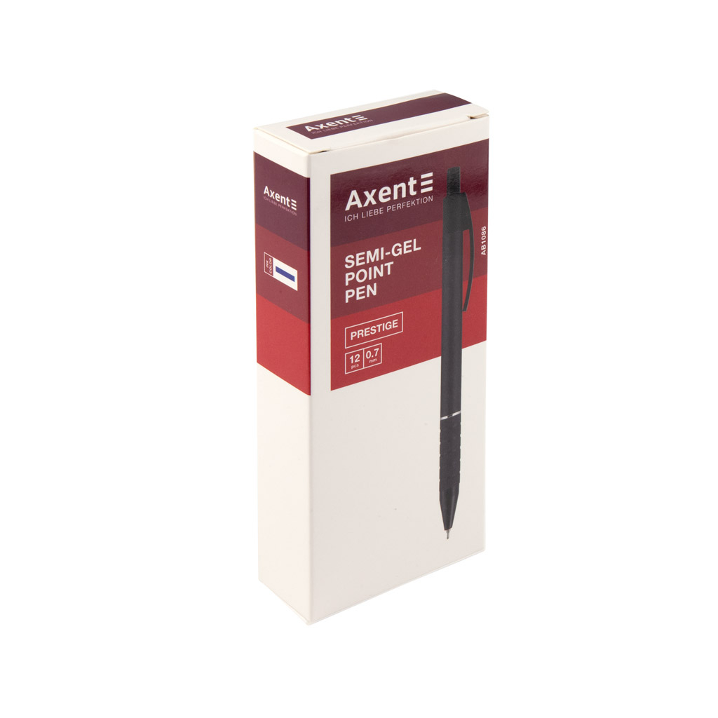 Ручка масляна Axent Prestige автоматична метал. корпус чорний, Синя 0.7 мм (AB1086-01-02) - зображення 2