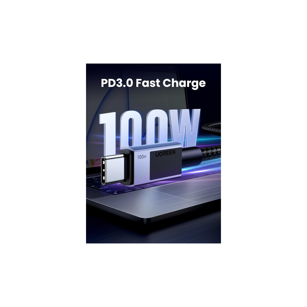 Дата кабель USB-C to USB-C 3.0m 100W L512 gray UGREEN (45065) - зображення 2