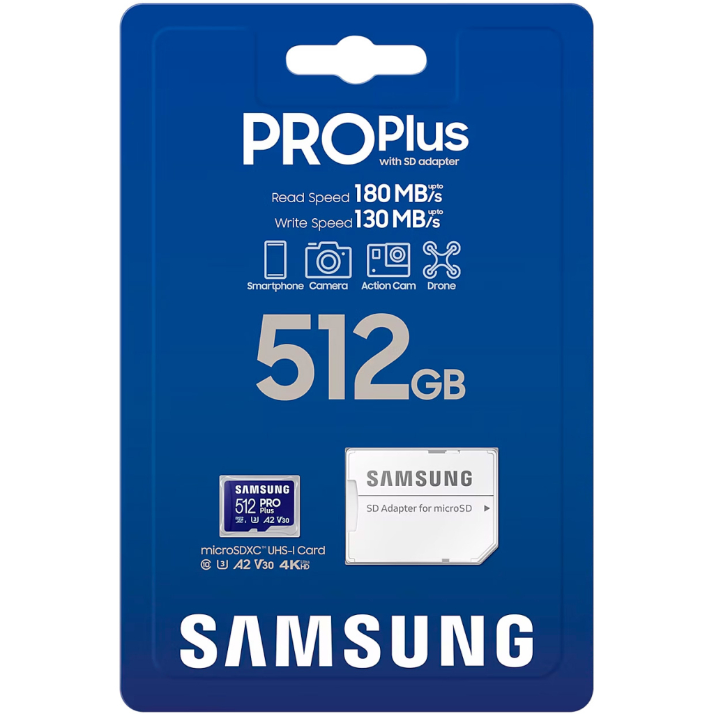 Карта пам'яті Samsung 512 GB microSDXC Pro Plus UHS-I U3 V30 A2 Class 10 + SD-adap (MB-MD512SA/EU) - зображення 3