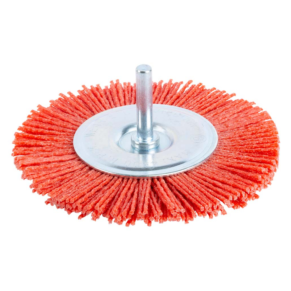 Щітка для електроінструменту Sigma дротяна дископодібна 100мм хвостовик 6мм нейлонова 9013301 (9013301) - зображення 1