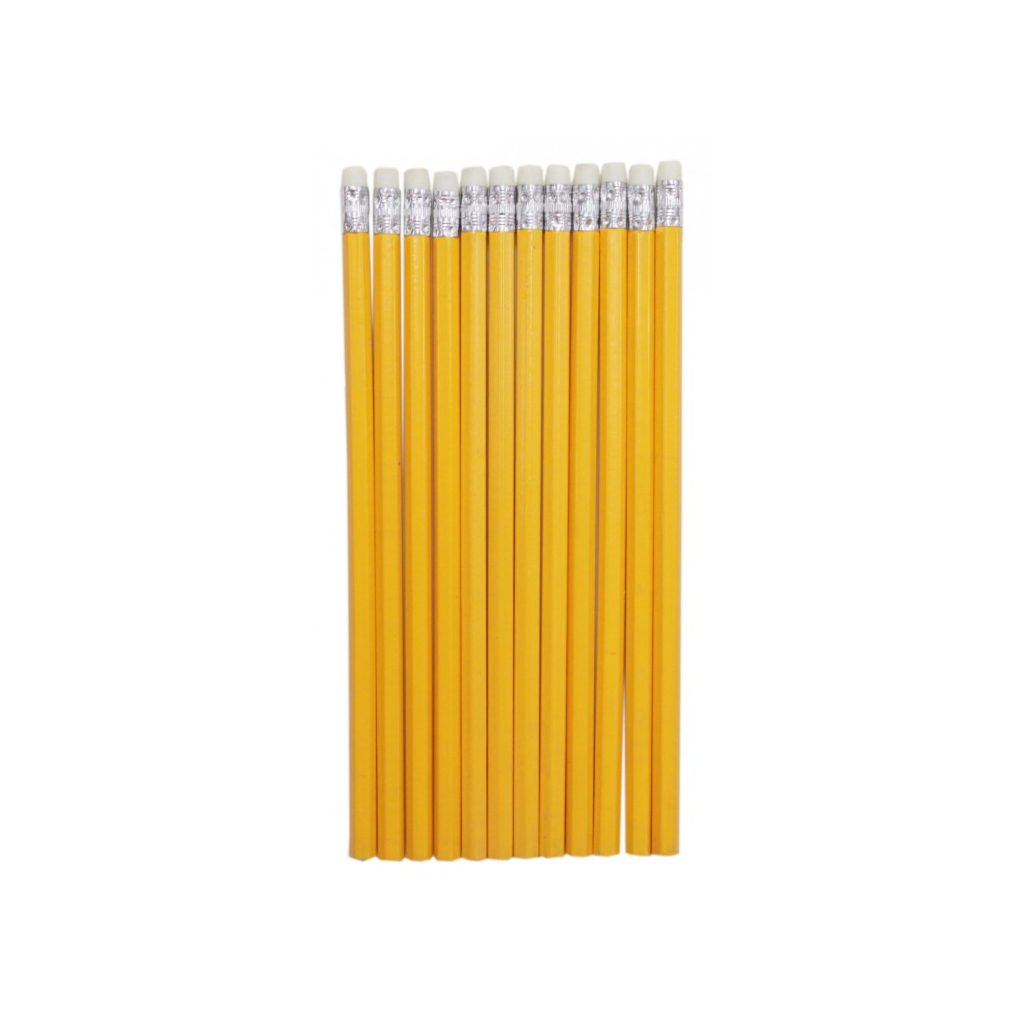 Олівець графітний H-Tone НВ, з гумкою, жовтий, уп. 12 шт (PENCIL-HT-JJ30105B) - зображення 3
