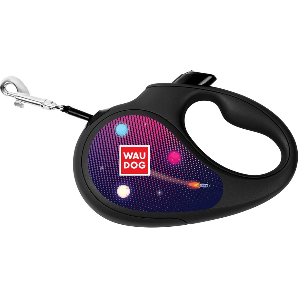 Повідець для собак WAUDOG R-leash "Ракетобудування" XS до 12 кг 3 м чорний (8123-0124-01) - зображення 2