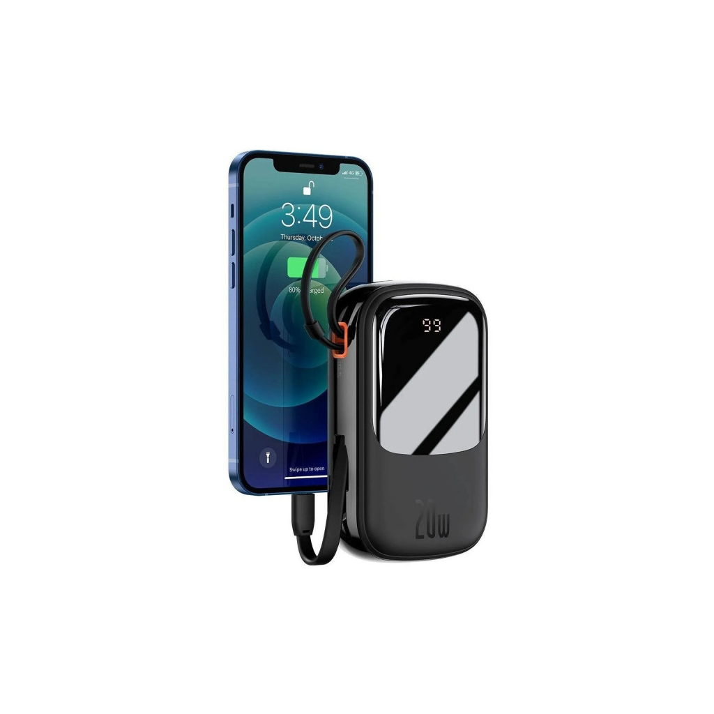 Батарея універсальна Baseus Qpow 20000mAh 20W, PD/3.0, QC/3.0, built-in lightning, black (PPQD060201) - зображення 7