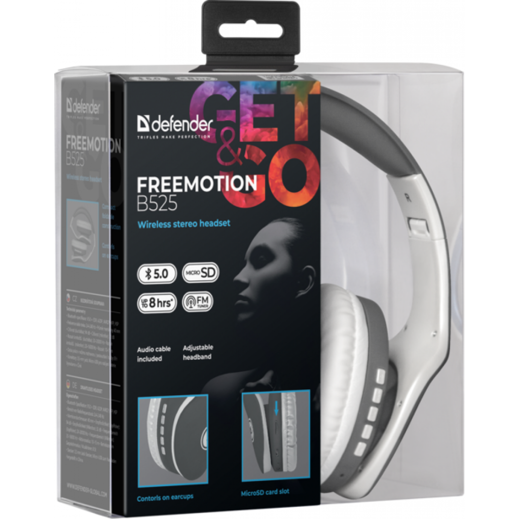 Навушники Defender FreeMotion B525 Bluetooth Gray-White (63527) - зображення 5