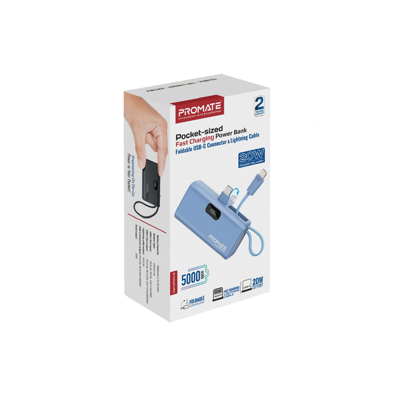 Універсальна мобільна батарея Promate Nanopack-5 5000mAh 20W Blue - изображение 10