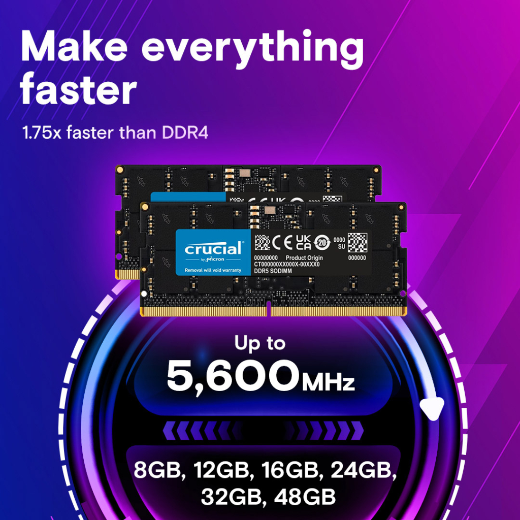 Модуль пам'яті для ноутбука SoDIMM DDR5 32GB 4800 MHz Micron (CT32G48C40S5T) - зображення 3