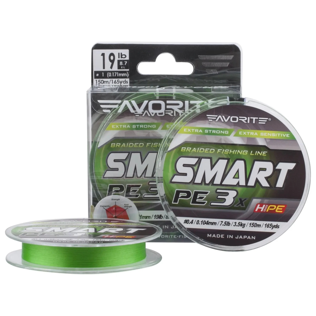 Шнур Favorite Smart PE 3x 150м 0.4/0.104mm 7.5lb/3.5kg Light Green (1693.10.64) - зображення 1