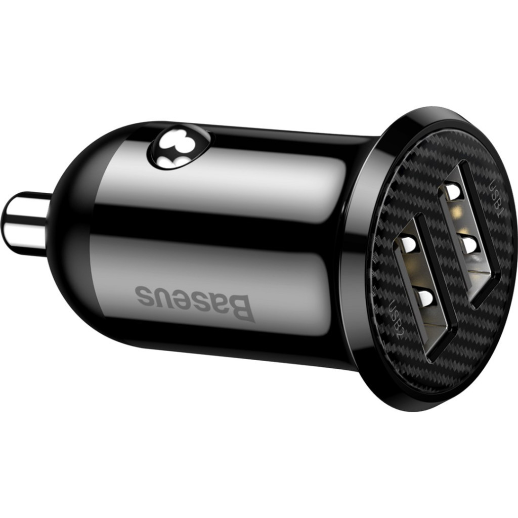 Зарядний пристрій Baseus Grain Pro Car Charger (Dual USB 4.8A ) USB Black (CCALLP-01) - изображение 2