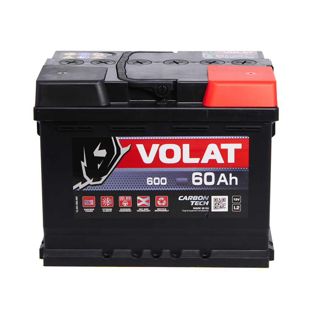 Акумулятор автомобільний VOLAT 60A +прав (0) (L2) 600А - зображення 1