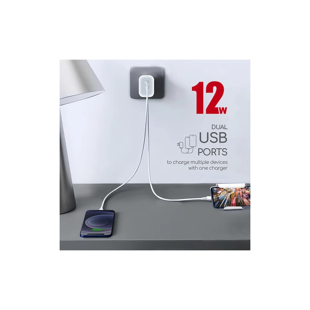 Зарядний пристрій Intaleo 12W Fast Charge 2USB 2.4A white (1283126578281) - зображення 6