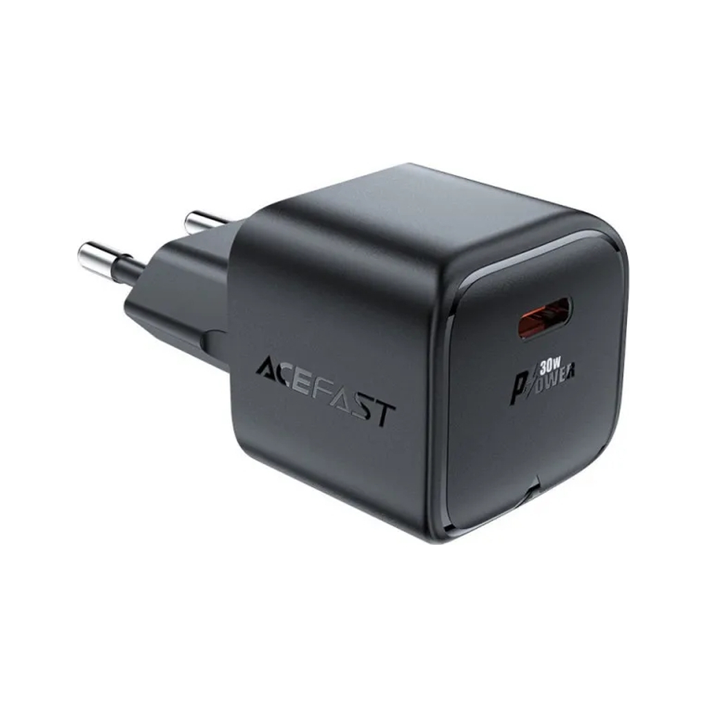 Зарядний пристрій Acefast USB-C 30W Gan A77 mini Fast Charger Black (6974316282662) - зображення 1