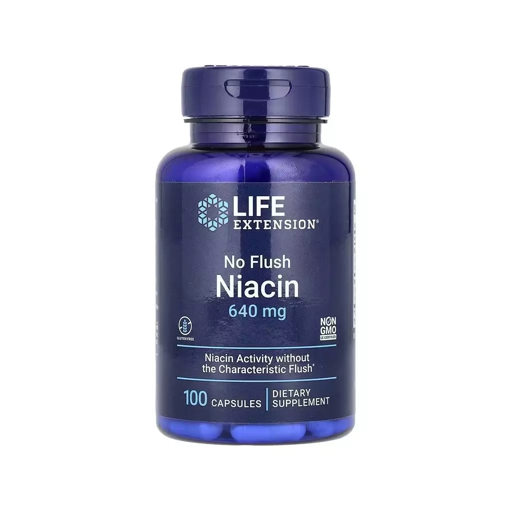 Вітамінно-мінеральний комплекс Life Extension Ніацин, Вітамін В3, 640 мг, No Flush Niacin, 100 капсул (LEX-37310) - зображення 1