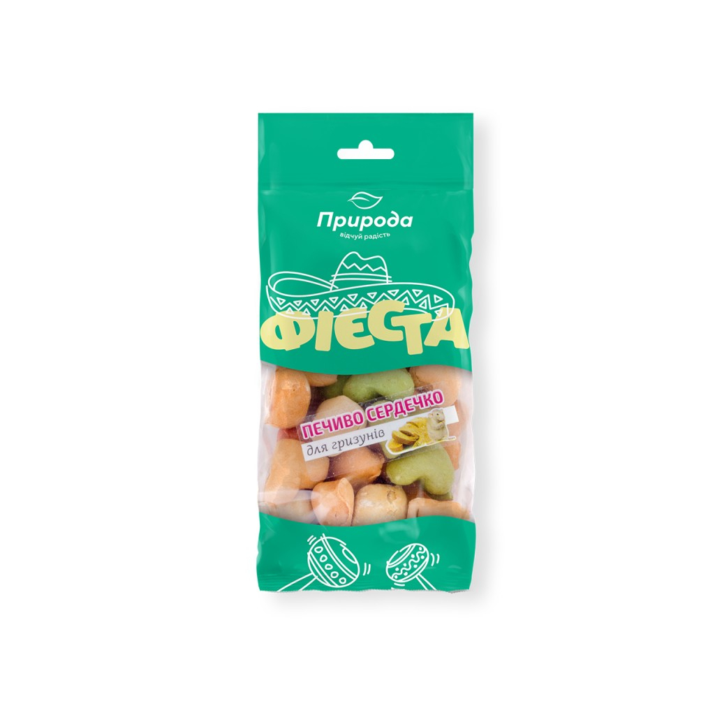 Ласощі для гризунів Природа Фієста «Печиво сердечко» 100 г (асорті) (4820157401491) - зображення 1