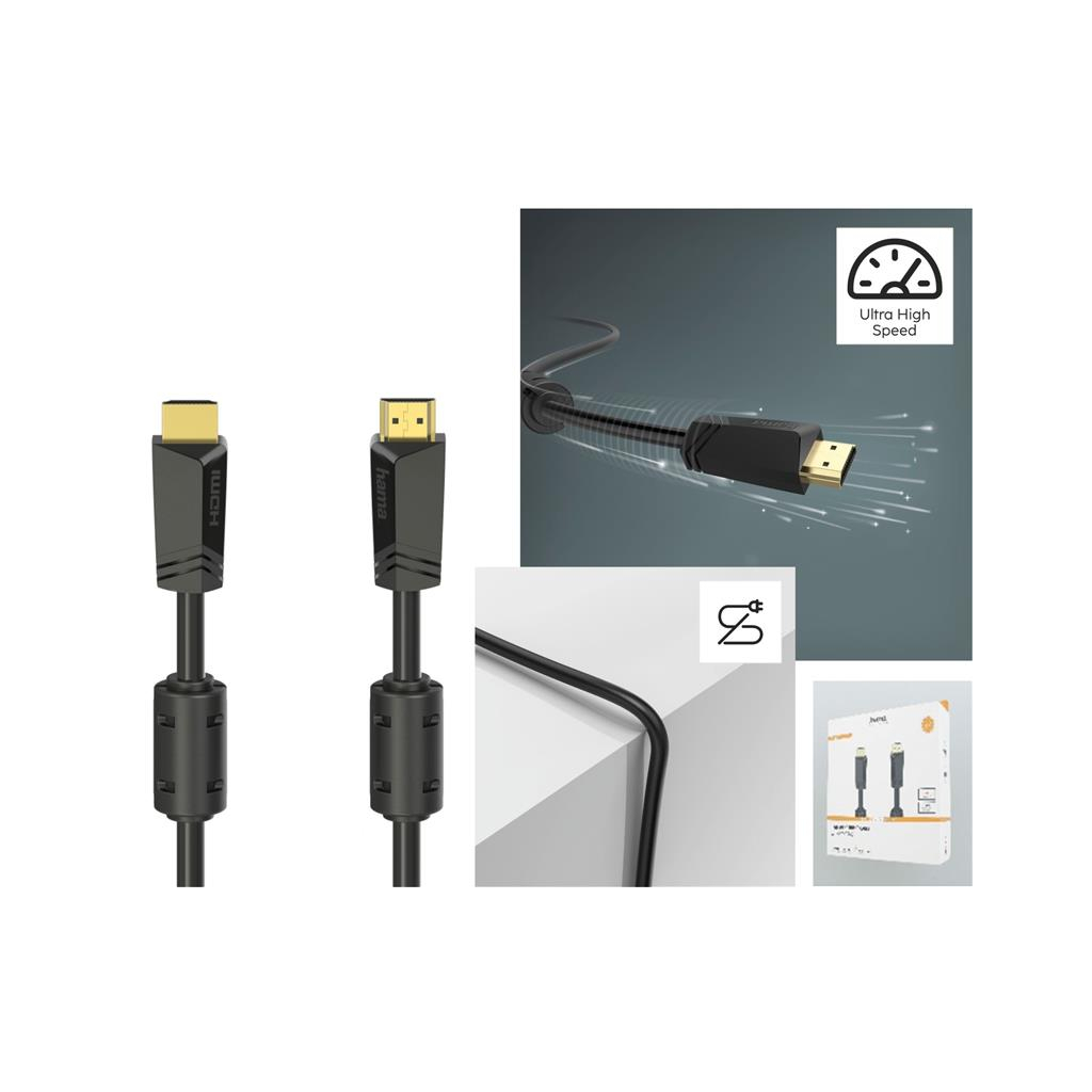 Кабель мультимедійний HDMI to HDMI 10.0m 4K Ethernet Gold Black Hama (00205009) - зображення 4