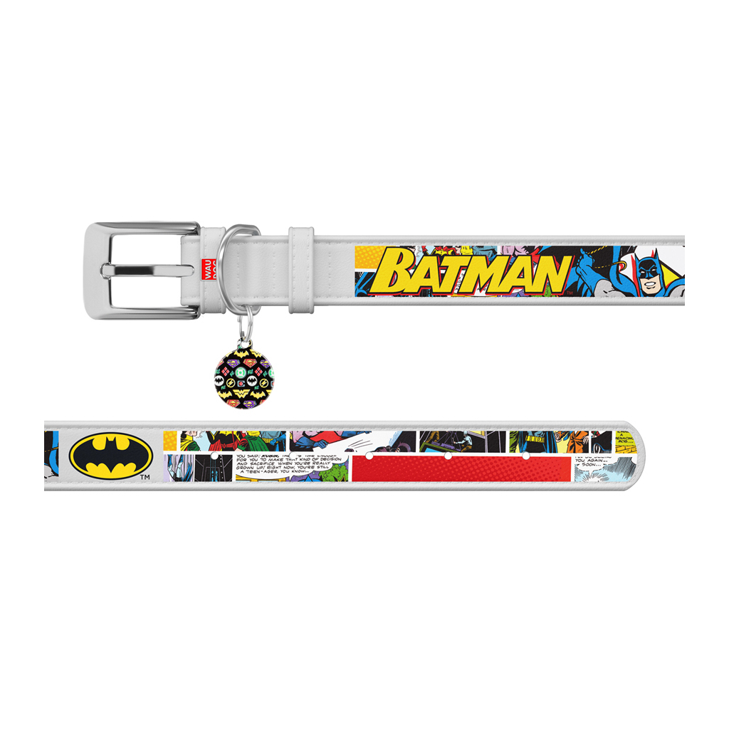 Нашийник для тварин WAUDOG Design з QR-паспортом "Бетмен 1" Ш 12 мм Д 18-24 см білий (0012-1003-15) - зображення 3