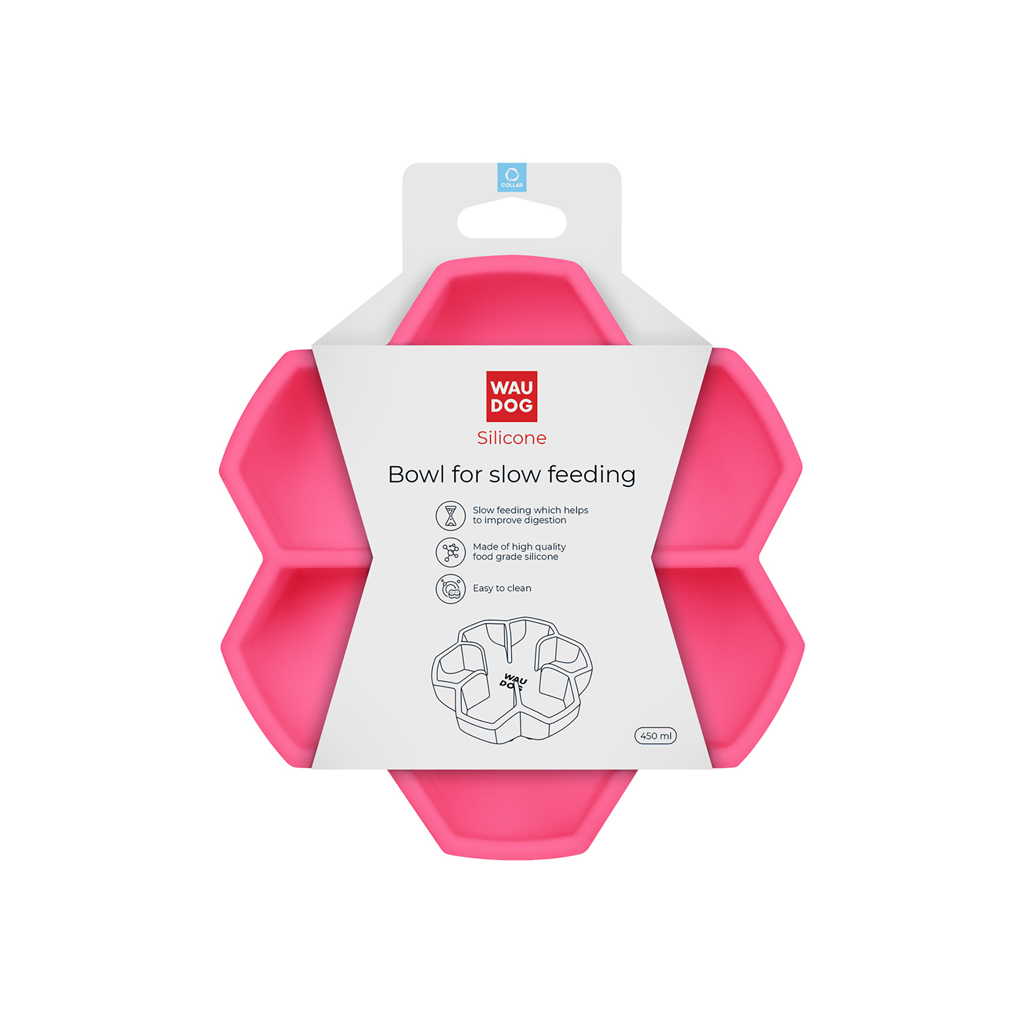 Універсальний посуд для тварин WAUDOG Silicone миска для повільного харчування 450 мл рожева (23537) - изображение 4