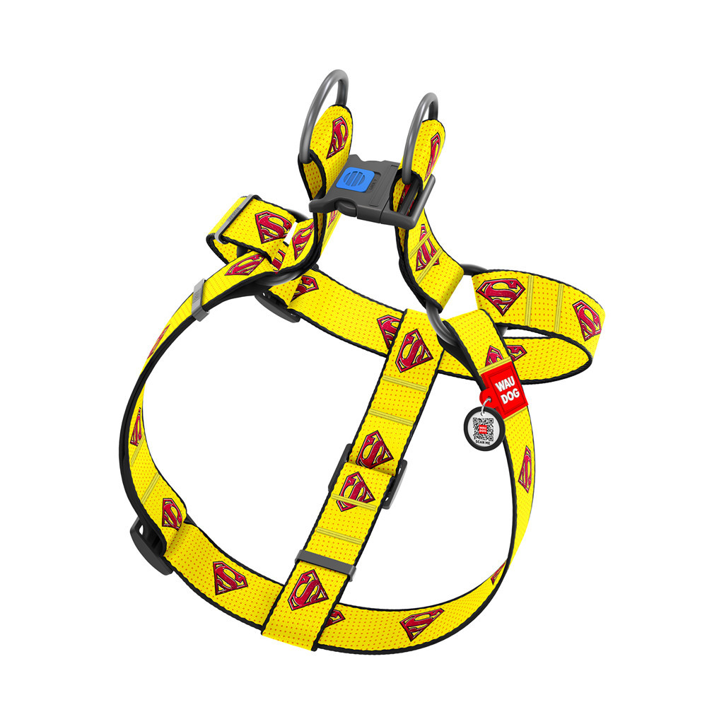 Шлея для собак WAUDOG Nylon з QR паспортом "Супермен 2" пластиковий фастекс XL (324-2014) - зображення 2