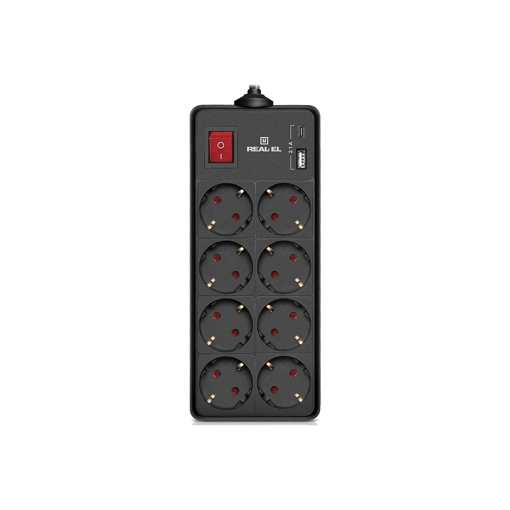 Мережевий фільтр живлення REAL-EL RS-PROTECT 805 3m, black (EL122300043) - зображення 1