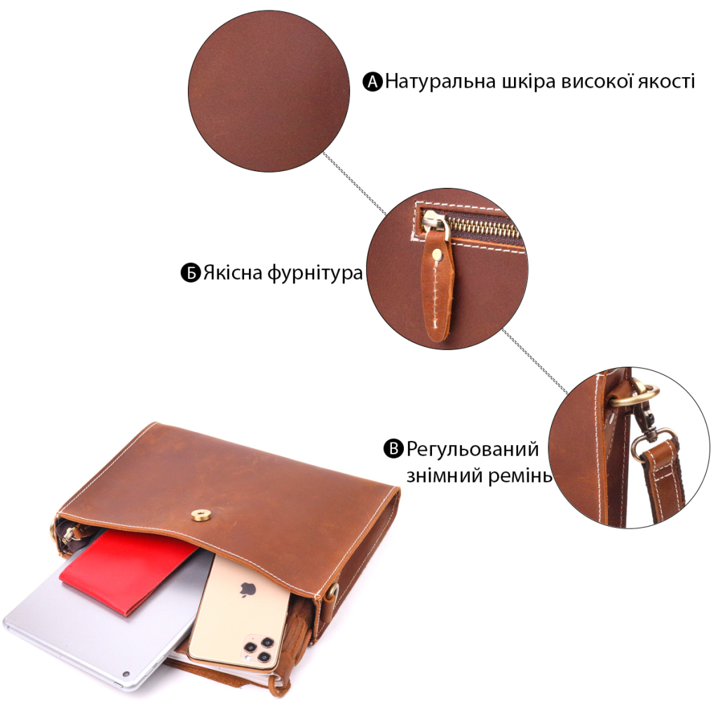 Сумка Vintage Вінтажна Жіноча з натуральної шкіри Коричнева (21301) - зображення 4