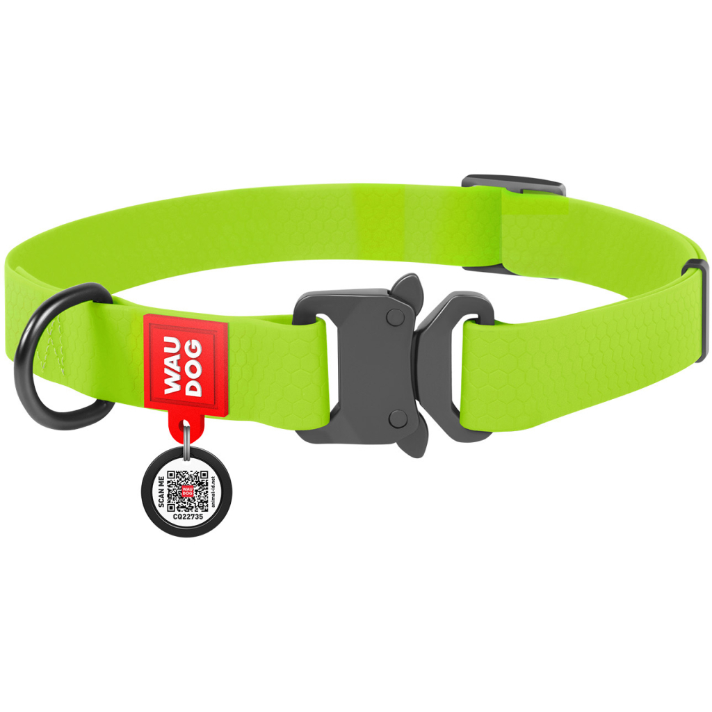 Нашийник для тварин WAUDOG Waterproof з QR паспортом S Ш 15 мм Д 23-35 см(салатовий) (28005) - зображення 1