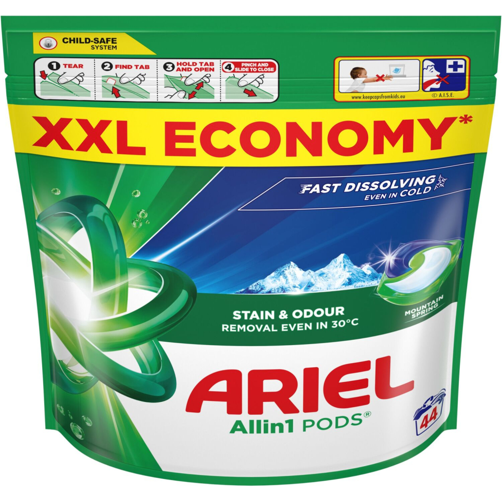 Капсули для прання Ariel Pods All-in-1 Гірське джерело 44 шт. (8700216764667) - изображение 1