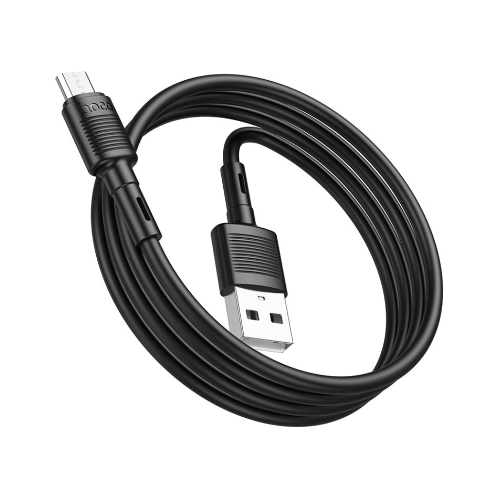 Дата кабель USB 2.0 AM to Micro 5P 1.0m 2.4A PVC X83 black HOCO (6931474770882) - зображення 3