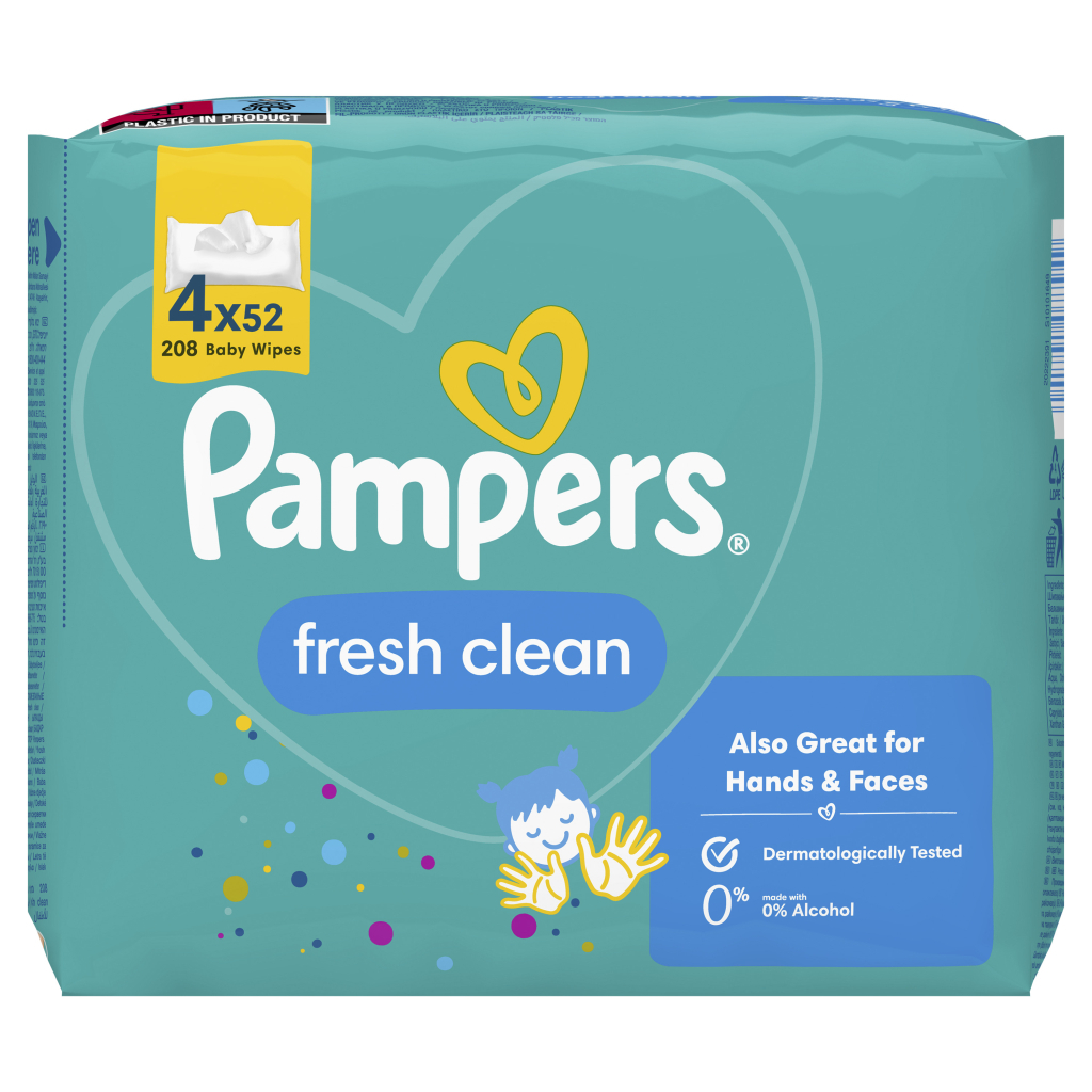 Дитячі вологі серветки Pampers Fresh Clean 4х52 шт (8001841077949) - изображение 2