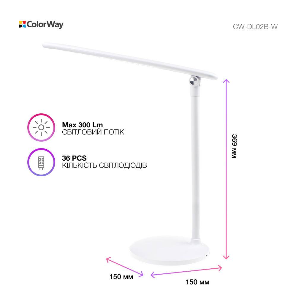 Настільна лампа ColorWay 4W з вбудованим акумулятором 1800 mAh USB in/out 5V*1A, white (CW-DL02B-W) - зображення 7