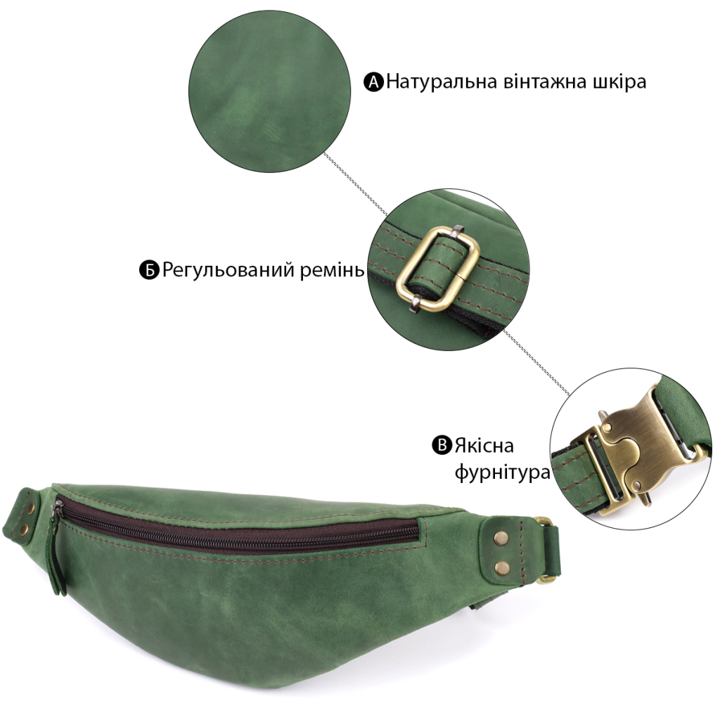 Сумка Shvigel З натуральної шкіри Зелена (23133) - зображення 4