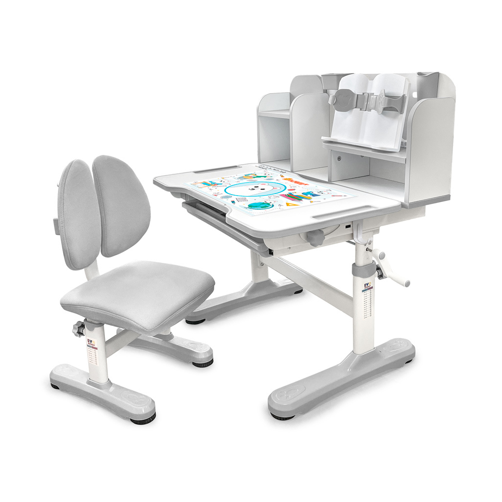 Парта зі стільцем Evo-kids Panda grey (BD-28 G) - зображення 1