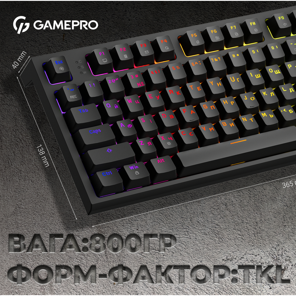 Клавіатура GamePro MK180B Hot-Swap Red Swich RGB USB UA Black (MK180B) - зображення 9