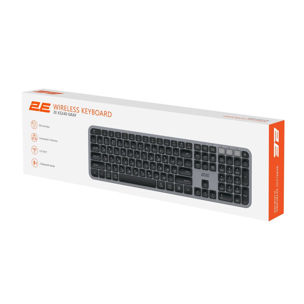 Клавіатура 2E KS240 Wireless USB/Bluetooth UA Grey (2E-KS240WG_UA) - зображення 11