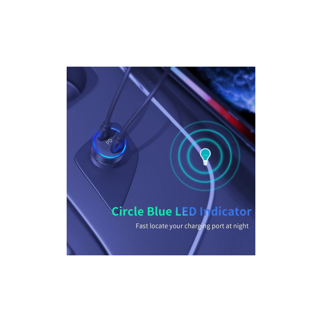 Зарядний пристрій Choetech car 2хUSB-C 40W PD black (С0054-BK) - зображення 8
