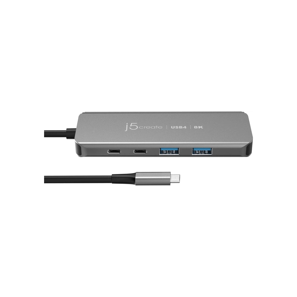 Концентратор J5create USB-C 5-in-1 2xUSB 3.2 10Gbps + 2xUSB-C 10Gbps PD 100W + HDMI 8K gray (JCH453-N) - зображення 3