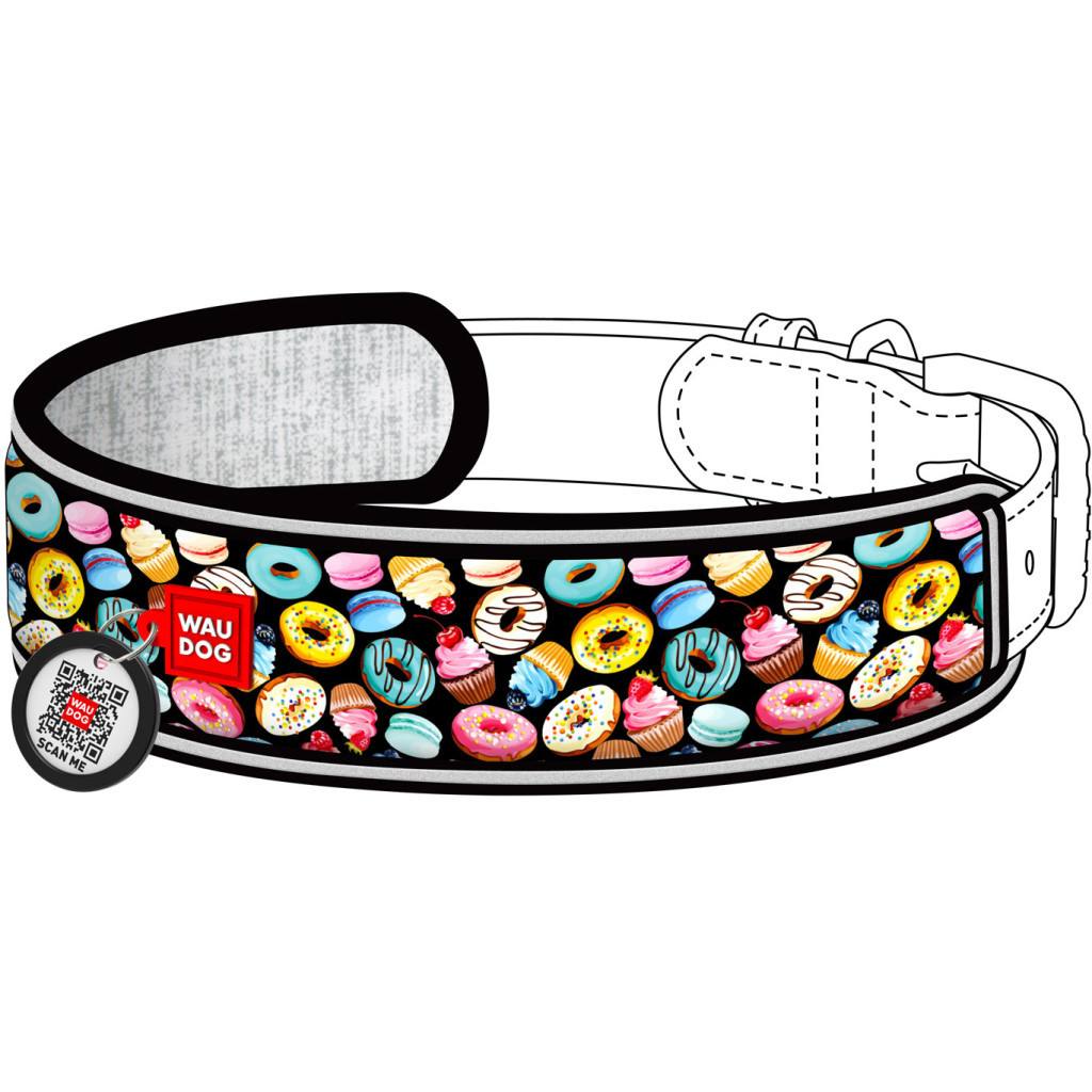 Ергономічні накладки на нашийник WAUDOG Nylon з QR-паспортом Пончики M-XL 20-25 мм (2401-0070) - зображення 1