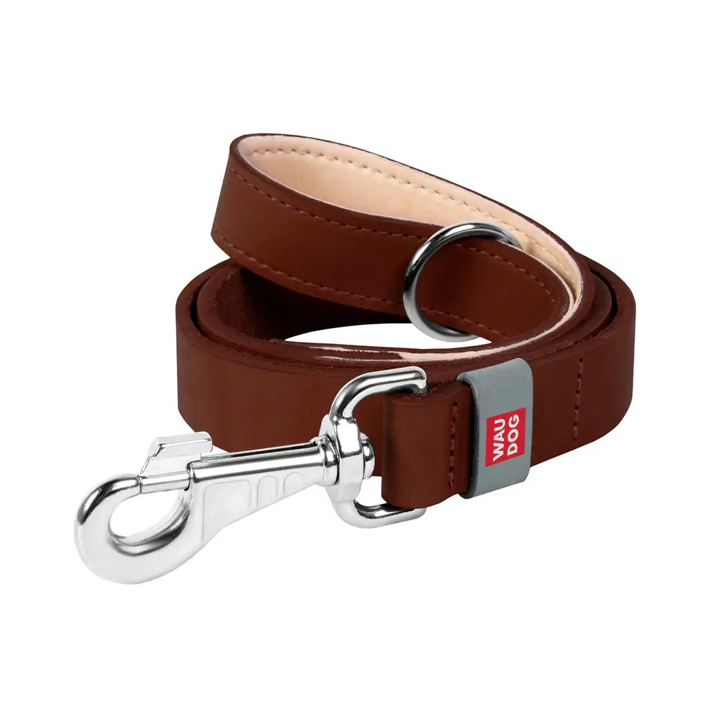 Повідець для собак WAUDOG Classic шкіряний Ш 25 мм Д 122 см коричневий (08156) - зображення 1