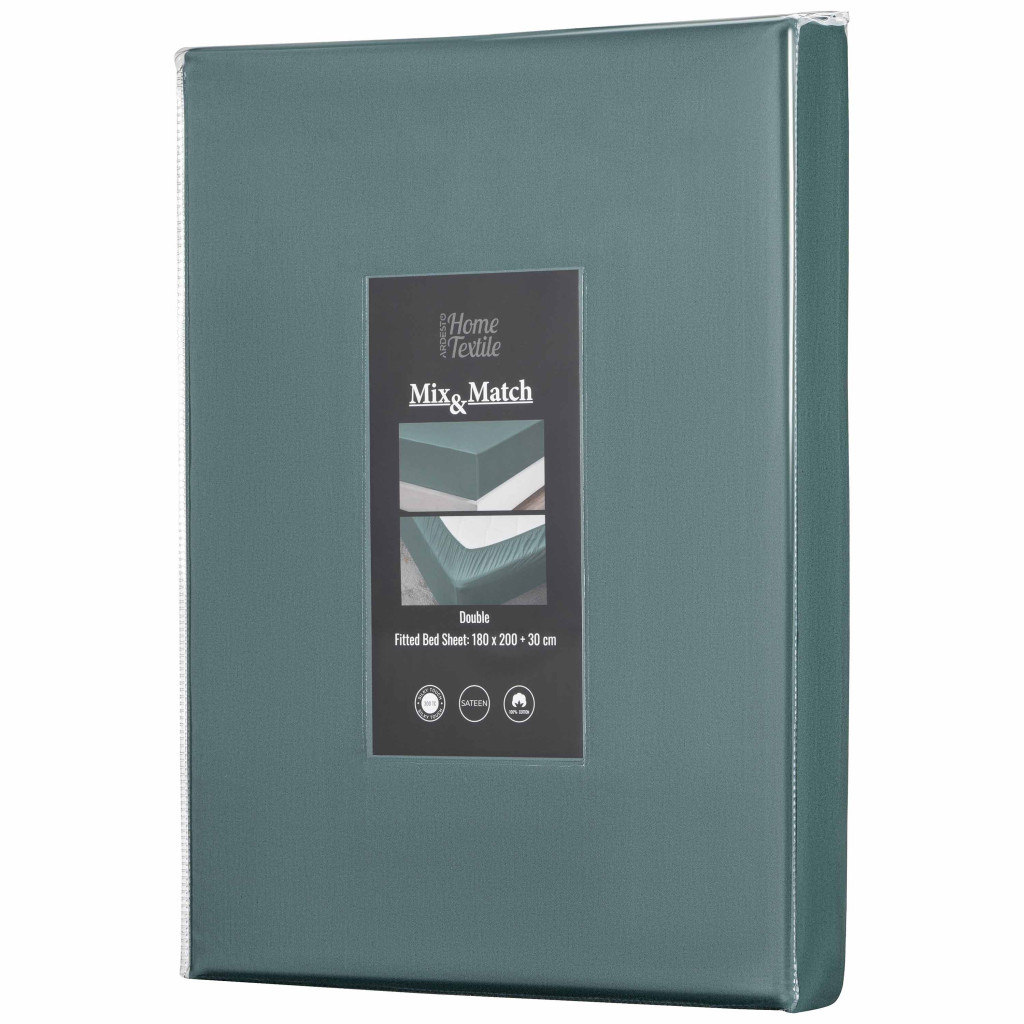 Простирадло Ardesto на резинці Mix&Match Premium, 100% бавовна, сатин зелений 180х200+30 см (ART1820FSE) - зображення 5