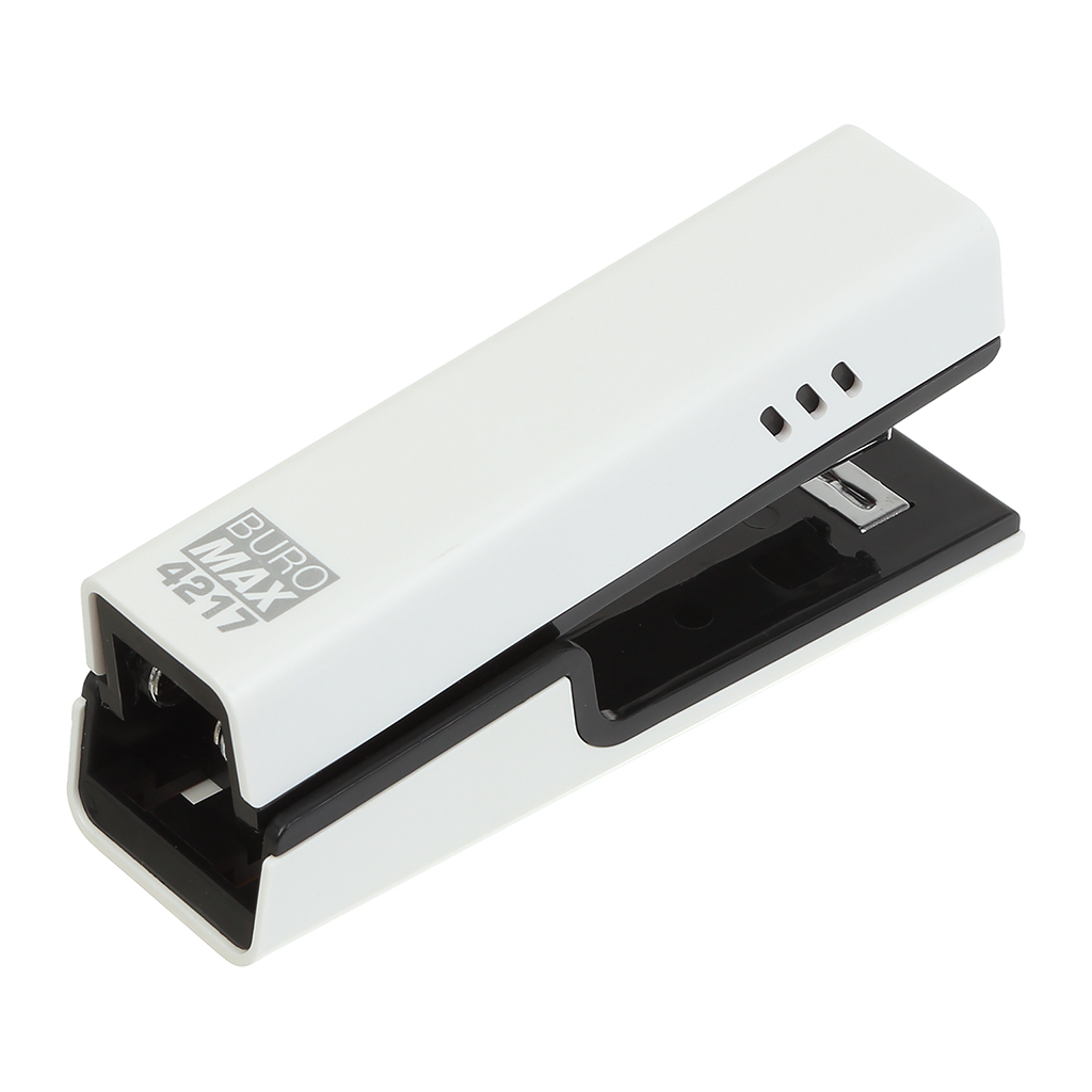 Степлер Buromax пластиковий, 20 аркушів, (скоби №24; 26), 129,6 x 38,9 x 59,2 мм, білий (BM.4217-12) - зображення 1