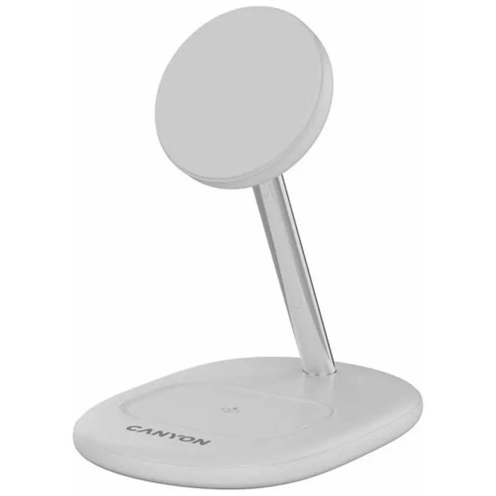 Зарядний пристрій Canyon wireless charger WCS-205 15W Qi2 2in1 w/o adapter White (CNS-WCS205WW/A) - изображение 1