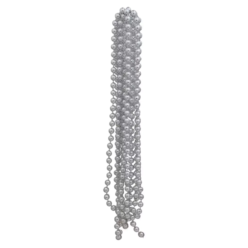 Намисто на ялинку Chomik 2.7м 6 мм, пластик, сріблястий (5901292658502_1) - зображення 2