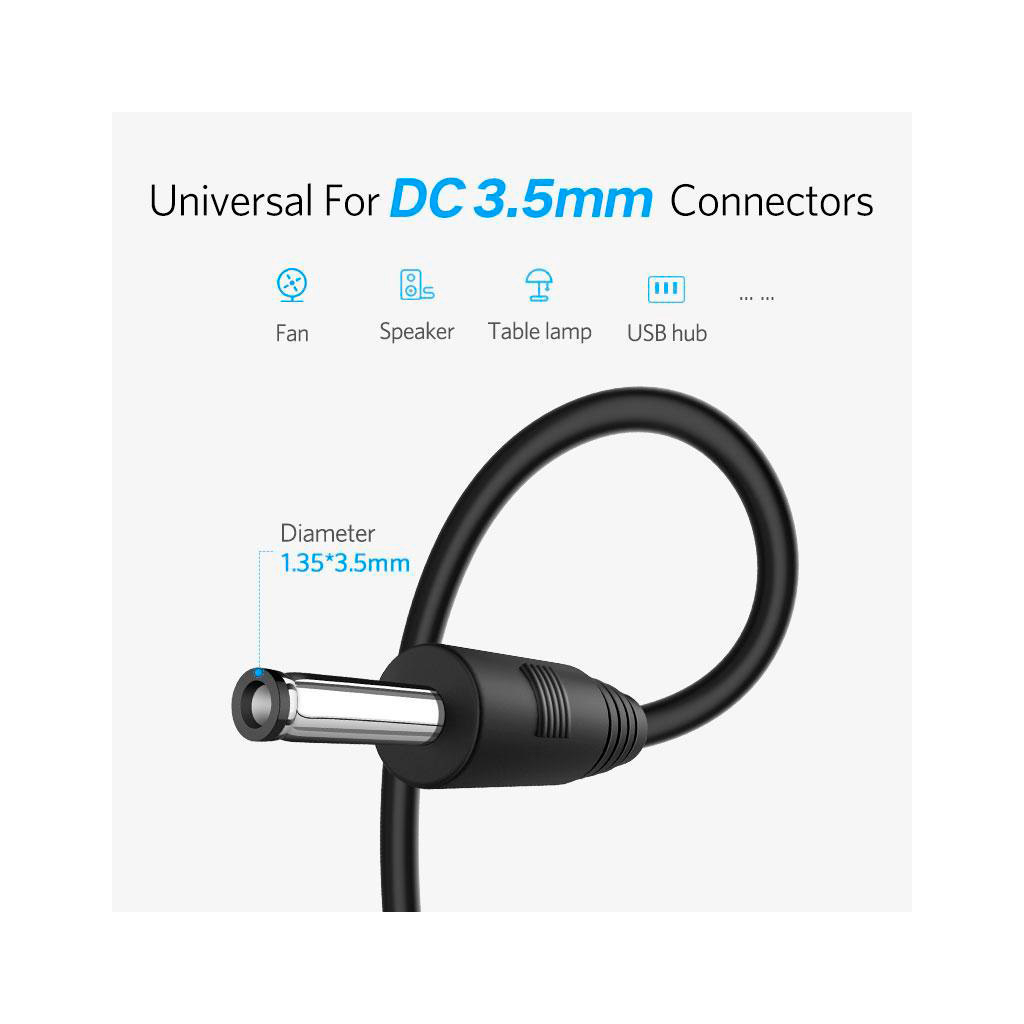 Кабель живлення USB to DC 3.5mm 5V 1.0m black Ugreen (10376) - зображення 4