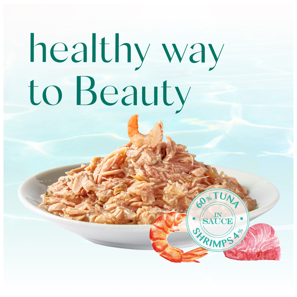 Консерви для котів Optimeal Beauty Fitness смугастий тунець у соусі з креветками 70 г (4820215366229) - зображення 2