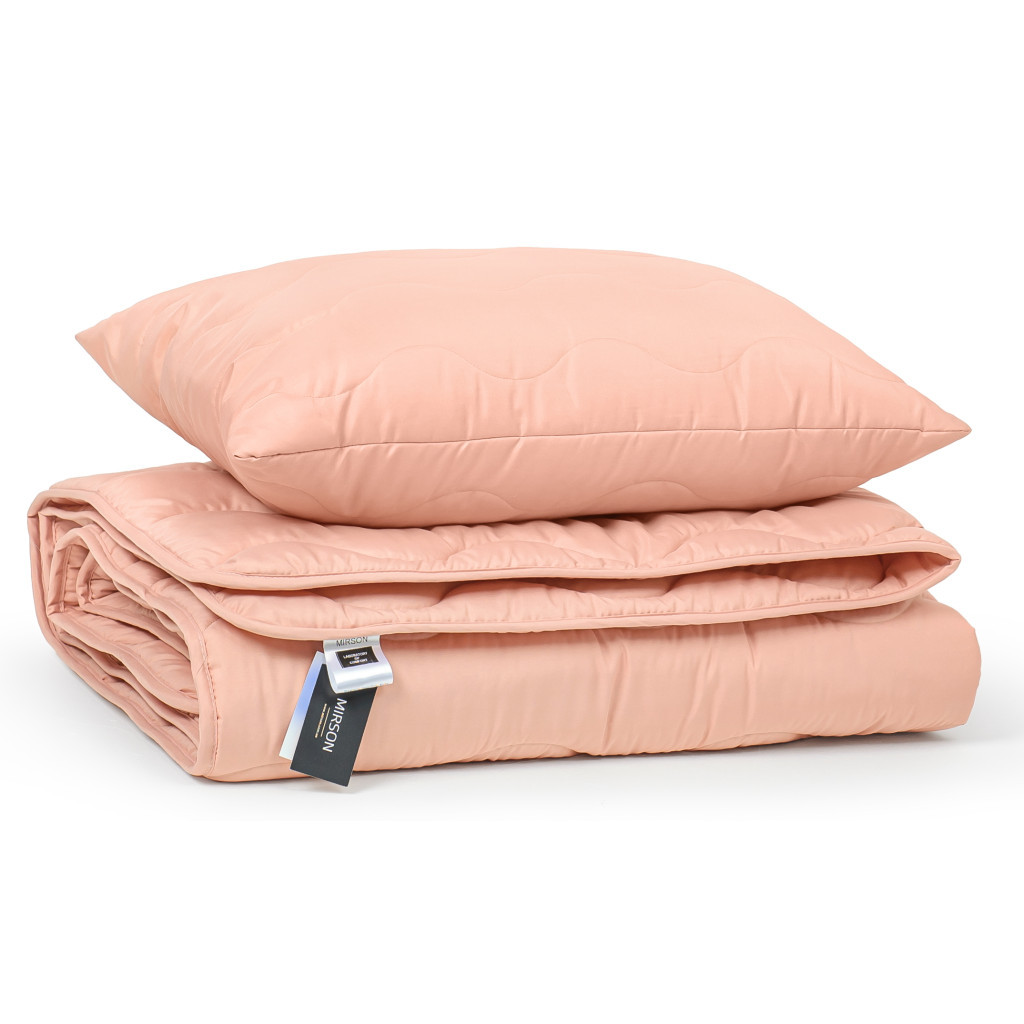 Ковдра MirSon Набір бавовняний Всесезонний №1747 Eco Light Coral Ковдра 200x220 + подушка 50x70 середня (2200003710762) - изображение 5