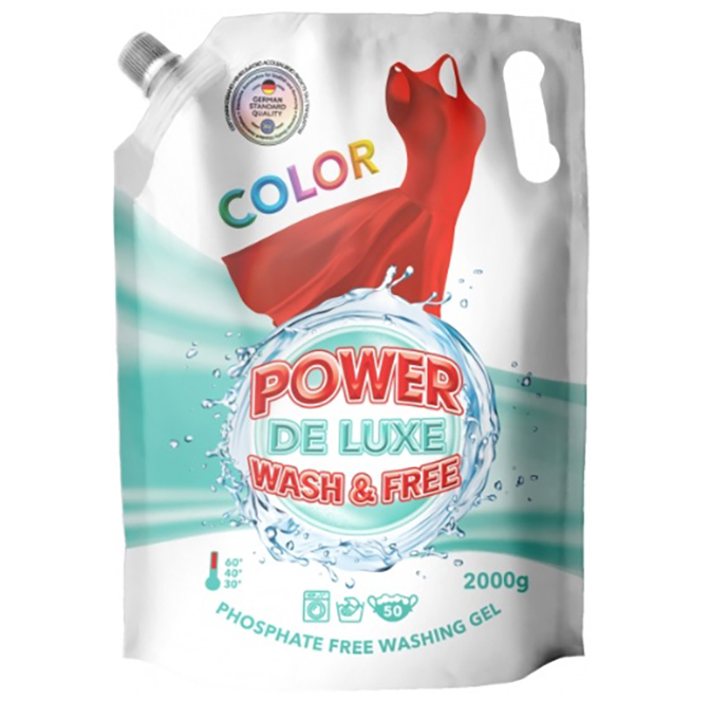 Гель для прання Power De Luxe для кольорових речей 2 кг (4260637720832) - зображення 1