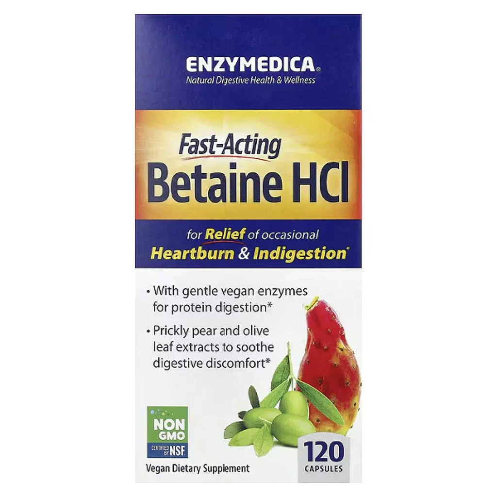 Вітамінно-мінеральний комплекс Enzymedica Бетаїн HCI 1300мг, 120 капсул (ENZ-10081) - зображення 1