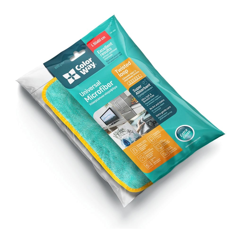 Серветки для прибирання ColorWay Мікрофібра для універсального застосування 600gsm 50 х 60 см 1 шт. (CW-5660) - зображення 3
