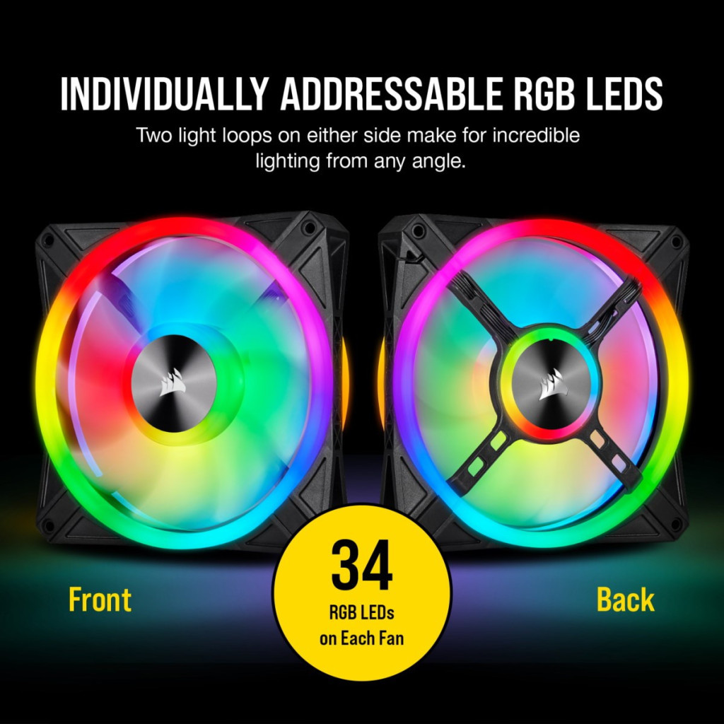 Кулер до корпусу Corsair QL Series, QL140 RGB, 140mm RGB LED Fan (CO-9050100-WW) - зображення 8
