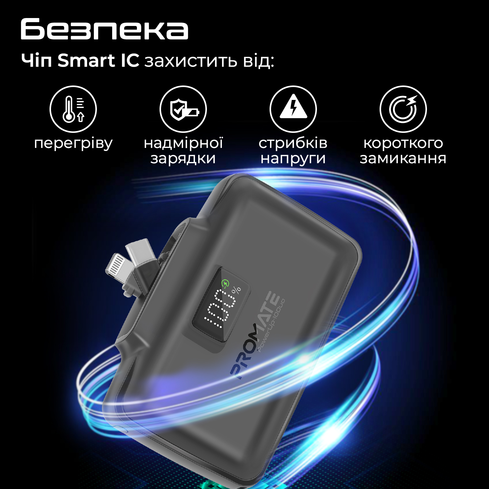 Універсальна мобільна батарея Promate PowerUp-10Duo 10000mAh 20W Black - изображение 5