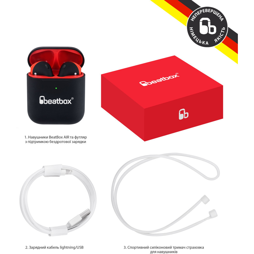Навушники BeatBox PODS AIR 2 Wireless Сharging Black-Red (bbpair2wcbr) - зображення 6