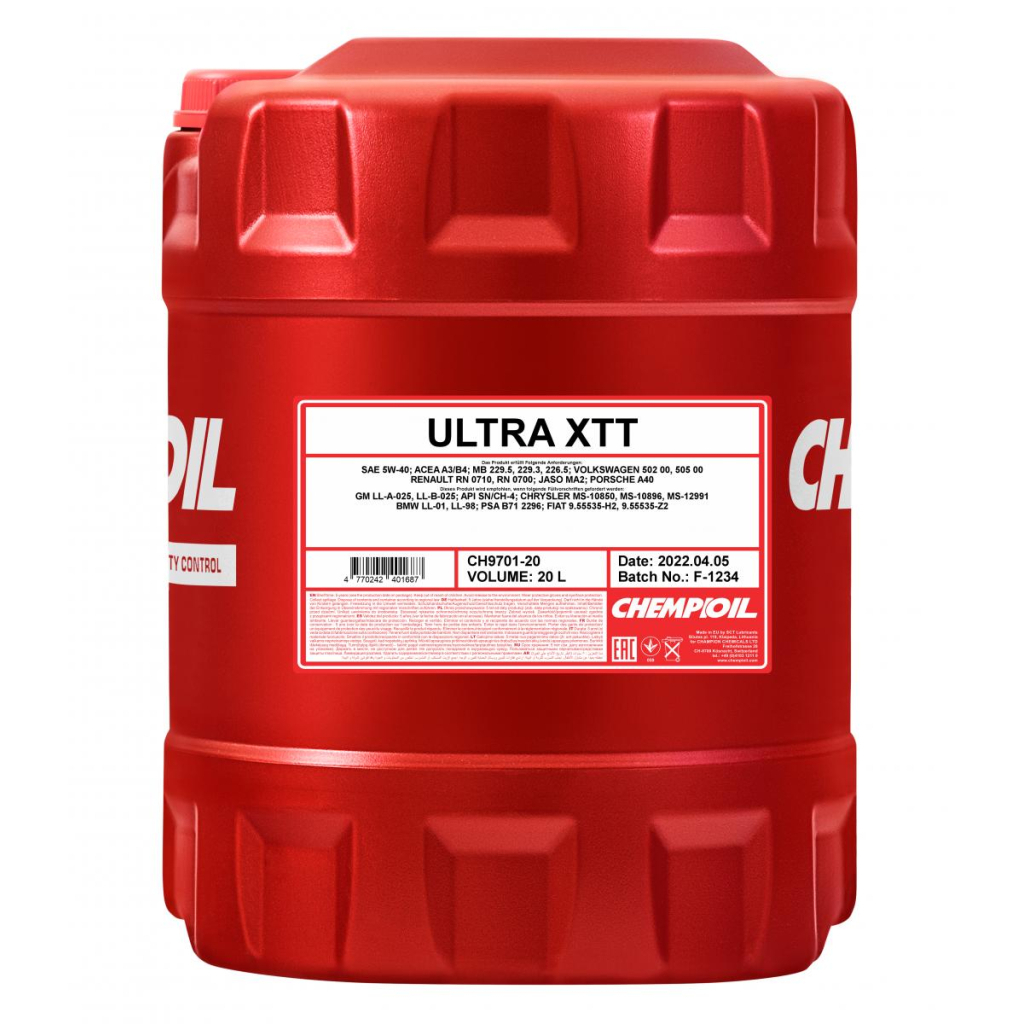 Моторна олива CHEMPIOIL Ultra XTT 5W40 20л (CH9701-20) - зображення 1